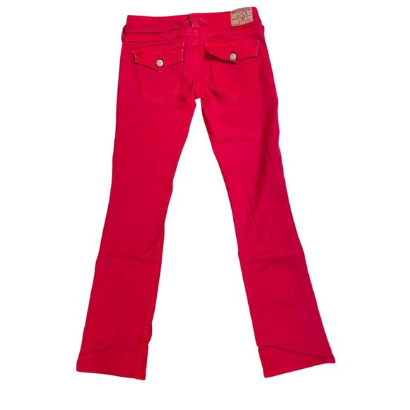 True Religion 31W x 32L Women Red Billy Jeans Made In USA 98% Cotton 2% Spandex